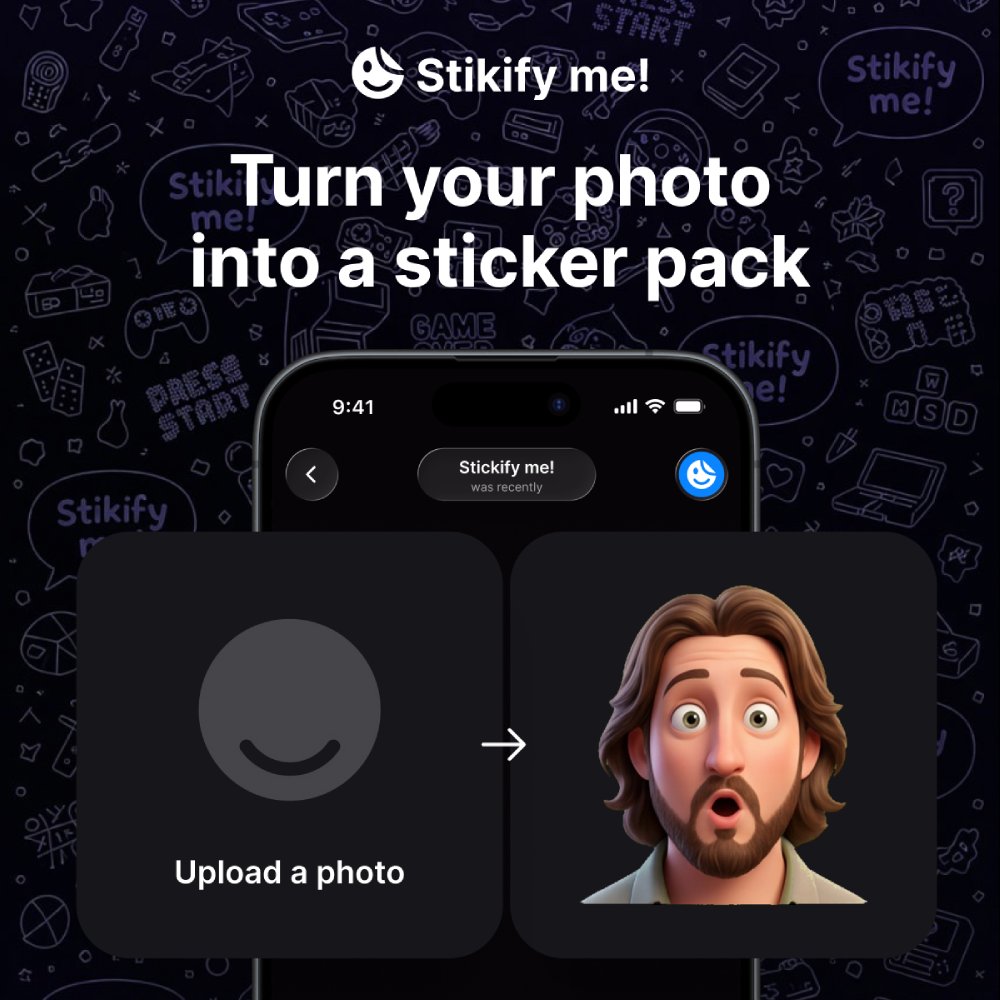 пример рекламного креатива для сервиса StikifyMeBot для рекламной платформы Adsgram